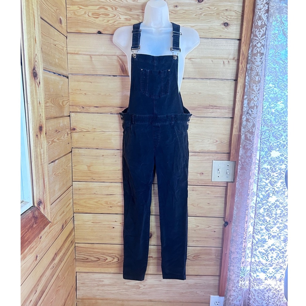 Vintage Corduroy Overalls Womens Medium Black Retro Dungarees Pink Martini